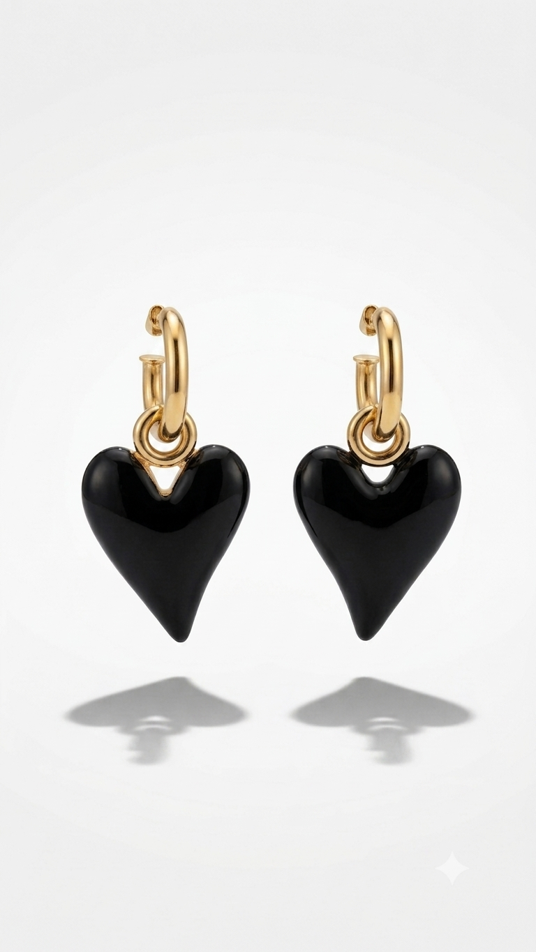 Boucles d’oreilles coeur noir