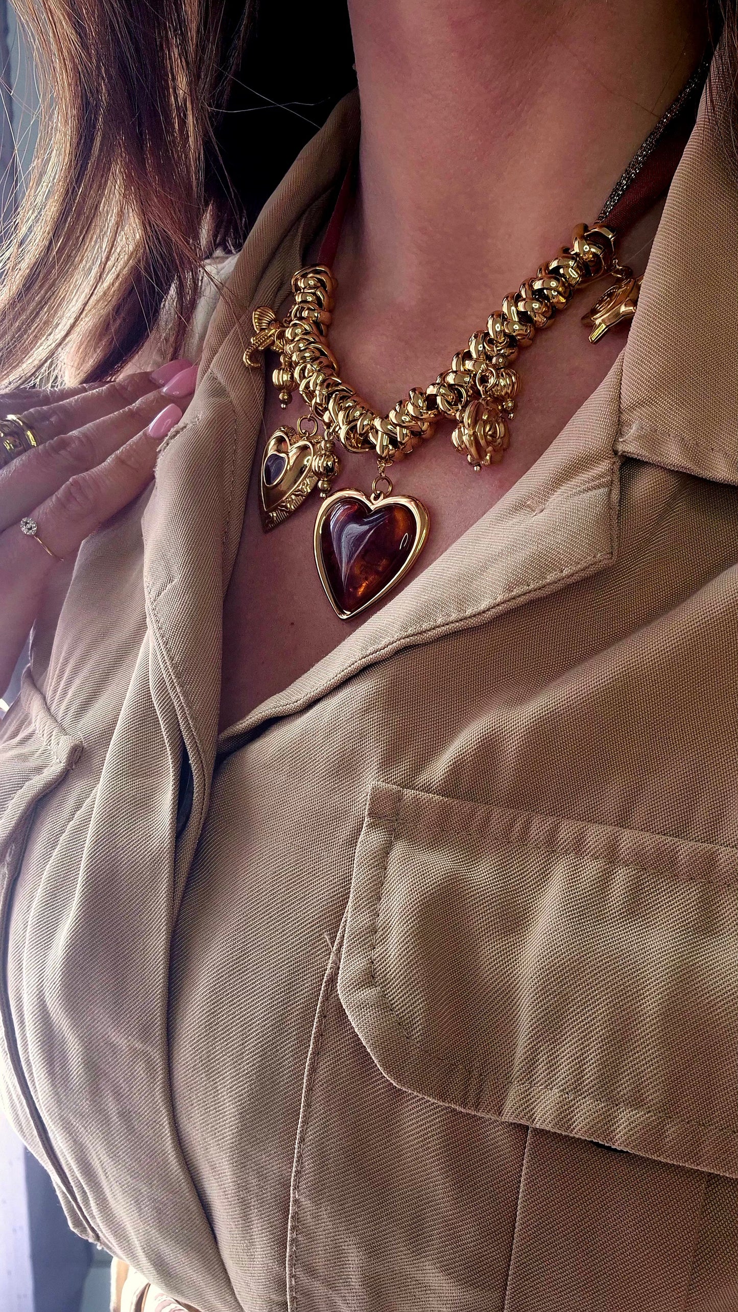 Collier Coeur Ambré