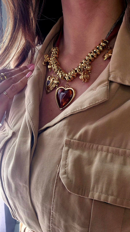 Collier Coeur Ambré